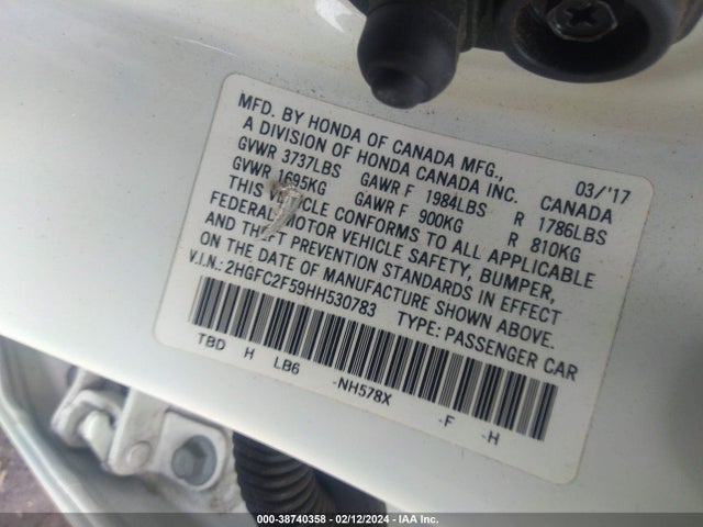 Honda Civic Lx 2017 2HGFC2F59HH530783 Image 9