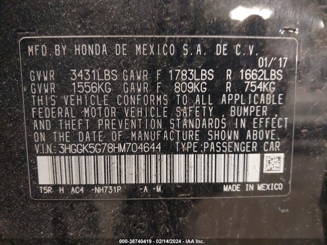 Honda FIT EX 2017 3HGGK5G78HM704644 Image 9