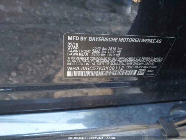 WBAJV6C57KBK09112 BMW 640i Gran Turismo Xdrive