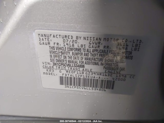 Nissan Kicks Sv Xtronic Cvt 2020 3N1CP5CV6LL534806 Image 9