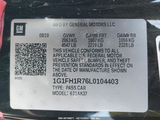 2020 CHEVROLET CAMARO 1G1FH1R76L0104403 Photo 8