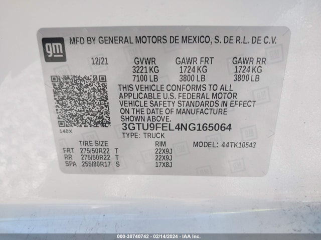 3GTU9FEL4NG165064 GMC Sierra 1500 Limited 4wd  Short Box Denali