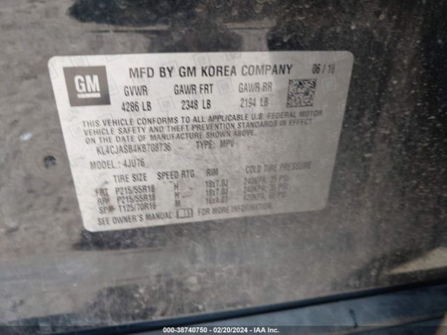 KL4CJASB4KB708736 Buick Encore Fwd Preferred