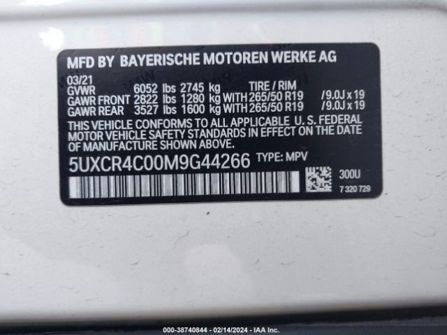 5UXCR4C00M9G44266 BMW X5 Sdrive40i