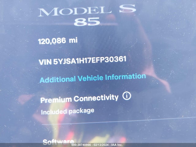 5YJSA1H17EFP30361 Tesla Model S P85