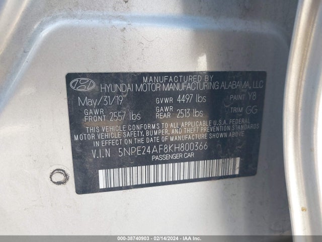 Hyundai SONATA SE 2019 5NPE24AF8KH800366 Image 9