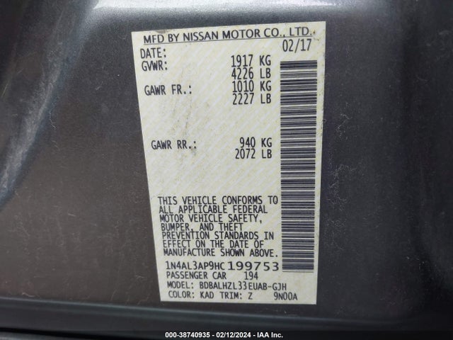 Nissan Altima 2.5 Sr 2017 1N4AL3AP9HC199753 Image 9