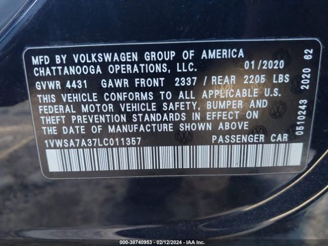 1VWSA7A37LC011357 Volkswagen Passat 2.0t Se