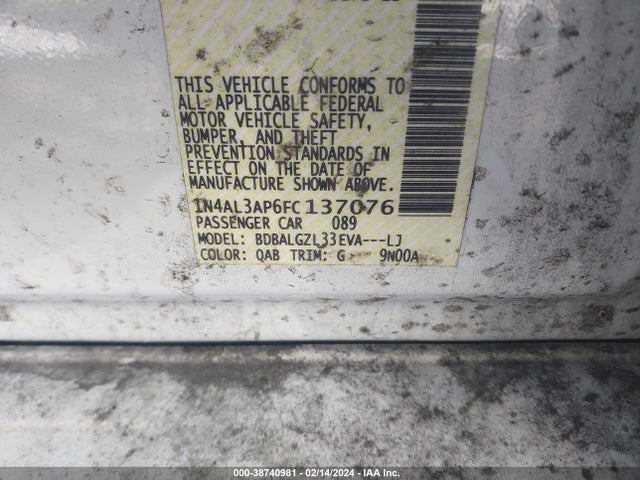 Nissan Altima 2.5 S 2015 1N4AL3AP6FC137076 Image 9