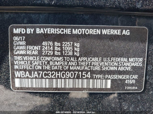 WBAJA7C32HG907154 BMW 530i Xdrive