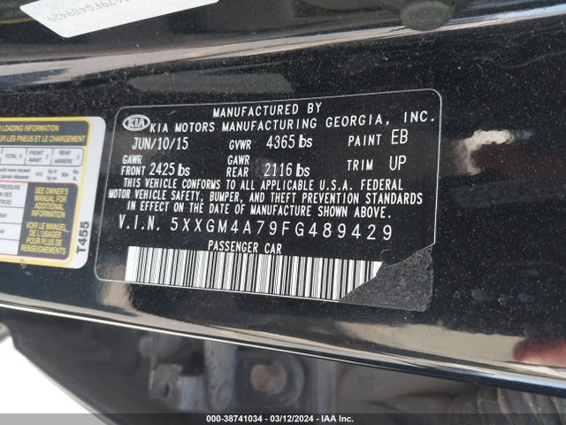 KIA Optima Lx 2015 5XXGM4A79FG489429 Image 9