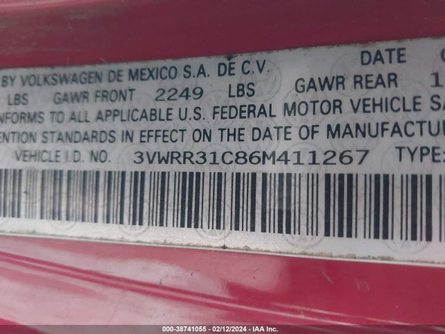 2006 VOLKSWAGEN NEW BEETLE TDI VIN: 3VWRR31C86M411267