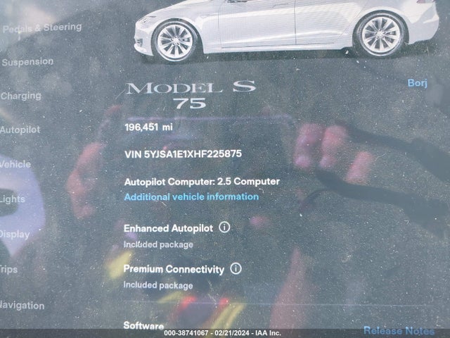 5YJSA1E1XHF225875 Tesla Model S 60/75