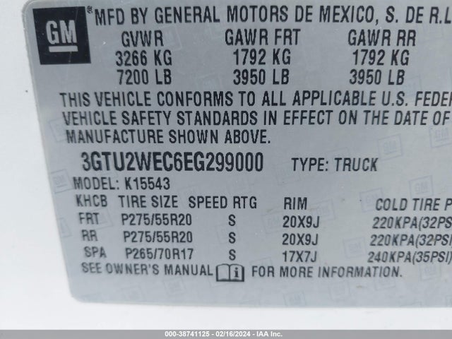 3GTU2WEC6EG299000 GMC Sierra 1500 Denali