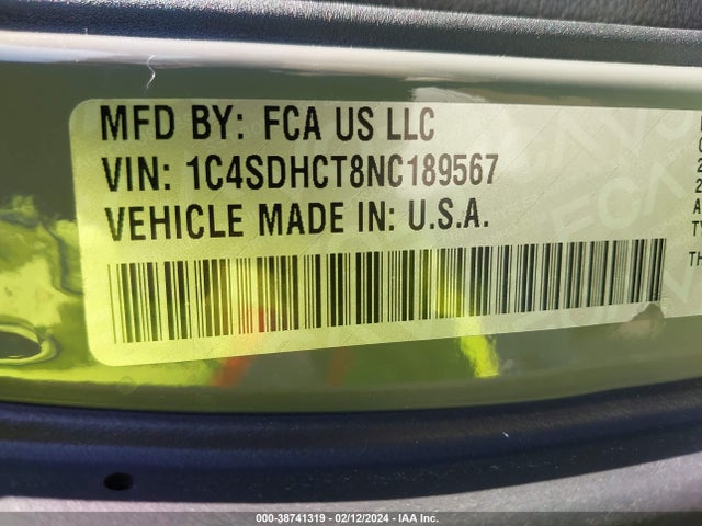 Dodge Durango R/t Rwd 2022 1C4SDHCT8NC189567 Image 9