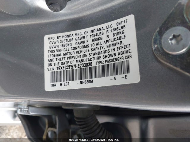 Honda Civic Lx 2017 19XFC2F57HE233036 Image 9