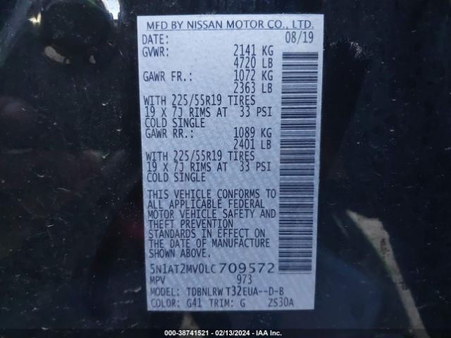 5N1AT2MV0LC709572 Nissan Rogue Sl Intelligent Awd
