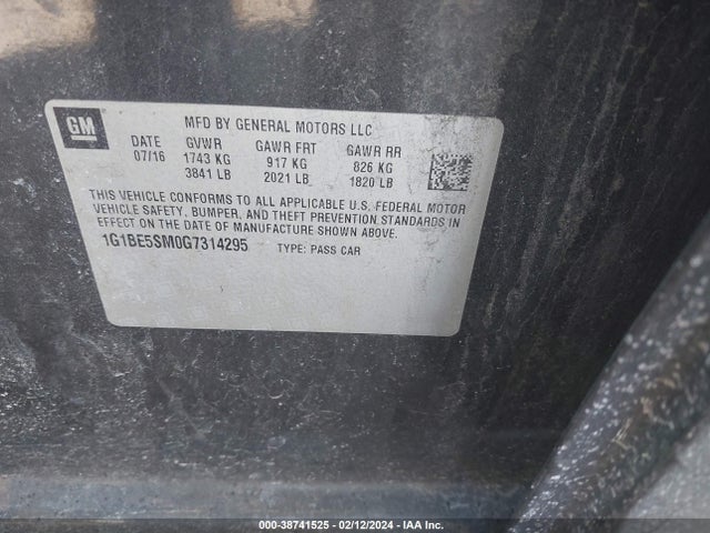 Chevrolet Cruze Lt Auto 2016 1G1BE5SM0G7314295 Image 9
