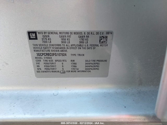 Chevrolet Silverado 1500 1lt 2015 3GCPCREC0FG107924 Image 9