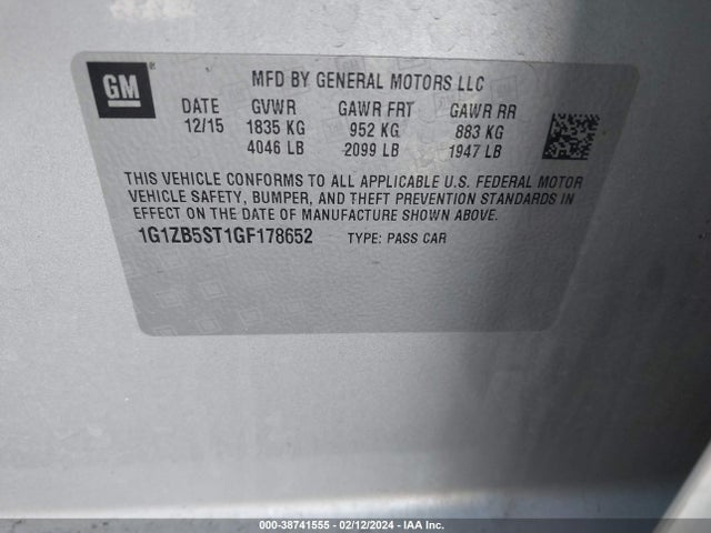 Chevrolet MALIBU LS 2016 1G1ZB5ST1GF178652 Image 9