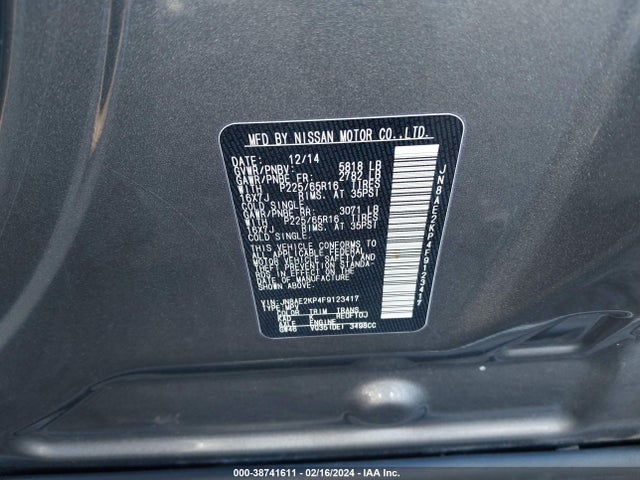 Nissan Quest Sv 2015 JN8AE2KP4F9123417 Image 9