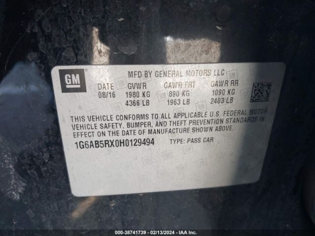 1G6AB5RX0H0129494 Cadillac ATS LUXURY