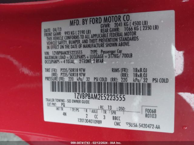 1ZVBP8AM2E5223555 Ford Mustang V6 Premium