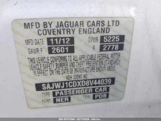 2013 JAGUAR XJ SAJWJ1CDXD8V44039 Photo 8