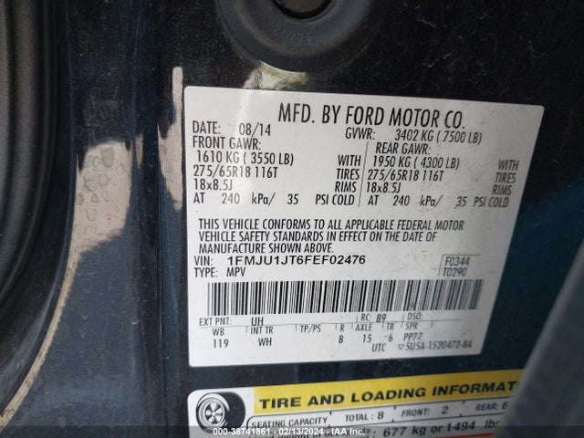 Ford Expedition King Ranch/xlt 2015 1FMJU1JT6FEF02476 Image 9