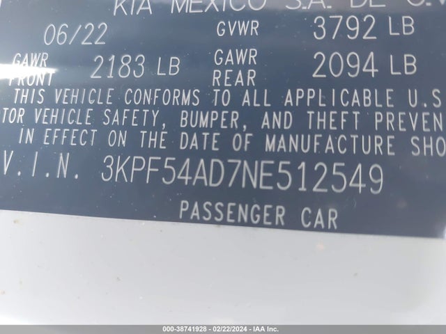 KIA Forte Gt-line 2022 3KPF54AD7NE512549 Image 9