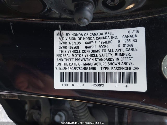 Honda CIVIC EX 2016 2HGFC2F78GH531696 Image 9