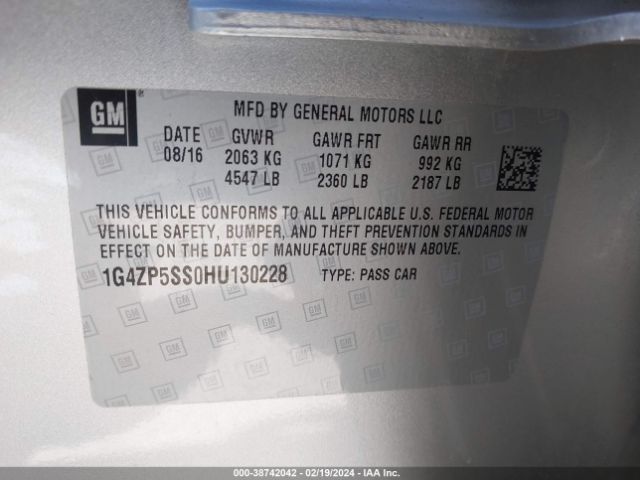 1G4ZP5SS0HU130228 Buick Lacrosse Essence