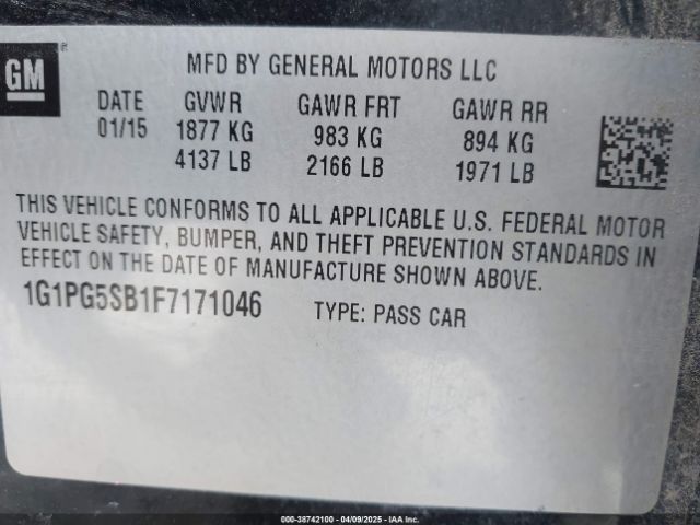 1G1PG5SB1F7171046 Chevrolet CRUZE LTZ