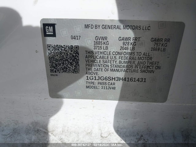 Chevrolet Sonic Lt Auto 2017 1G1JG6SH3H4161431 Image 9