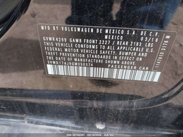3VWD17AJ9GM350374 Volkswagen Jetta 1.8t Sport