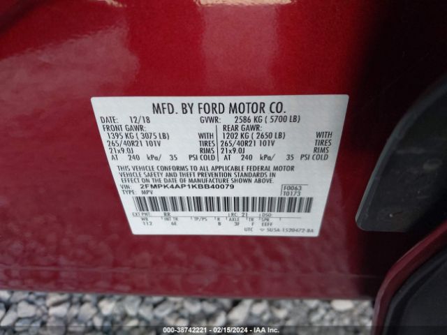 2FMPK4AP1KBB40079 Ford EDGE ST
