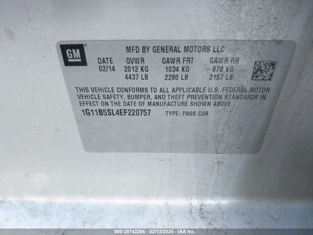 Chevrolet Malibu 1ls 2014 1G11B5SL4EF220757 Image 9