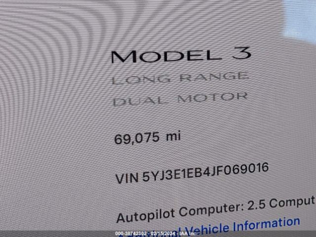 5YJ3E1EB4JF069016 Tesla Model 3 Long Range/performance