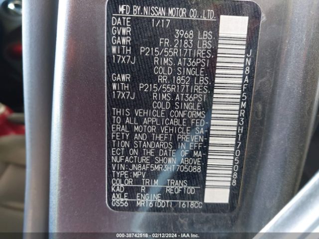 JN8AF5MR3HT705088 Nissan Juke Sl