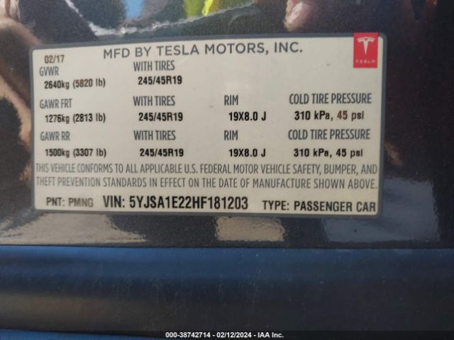 5YJSA1E22HF181203 Tesla Model S 100d/60d/75d/90d/p100d