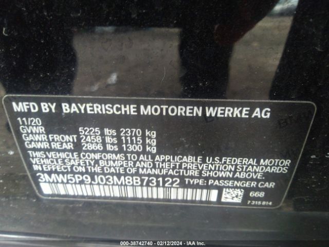 3MW5P9J03M8B73122 BMW 3 Series 330e Xdrive