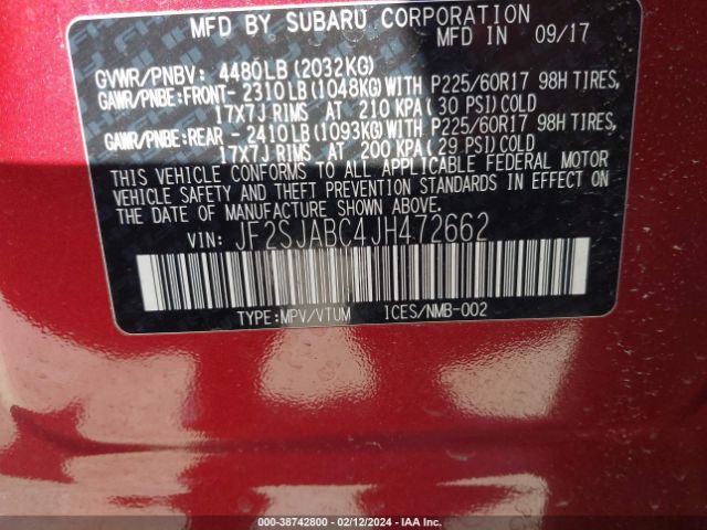 JF2SJABC4JH472662 Subaru Forester 2.5i
