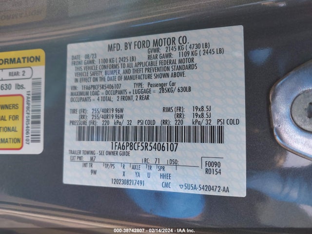 Ford Mustang Gt Premium Fastback 2024 1FA6P8CF5R5406107 Image 9