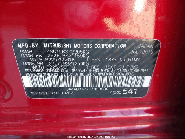 Mitsubishi Outlander Se 2.4 2020 JA4AD3A37LZ003880 Image 9