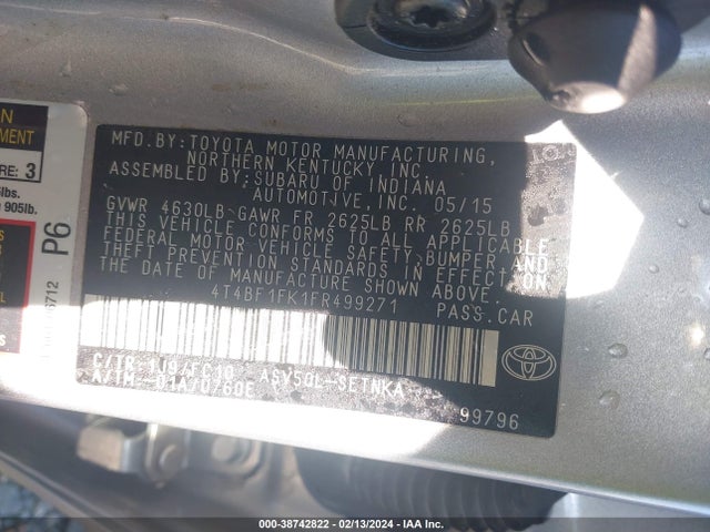 Toyota CAMRY LE 2015 4T4BF1FK1FR499271 Image 9