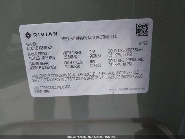 Rivian R1s Launch Edition 2023 7PDSGABL2PN003733 Image 9