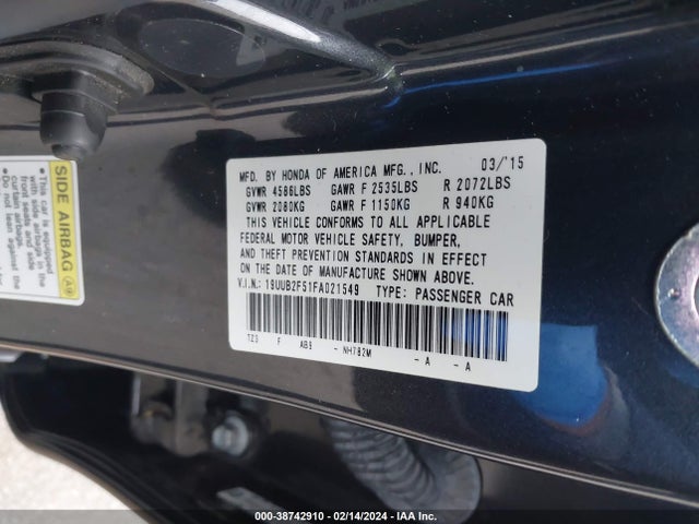 19UUB2F51FA021549 Acura Tlx V6 Tech