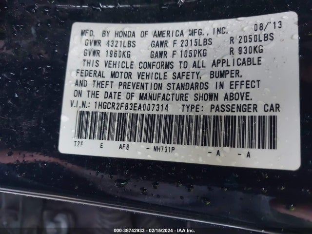 Honda Accord Ex-l 2014 1HGCR2F83EA007314 Image 9