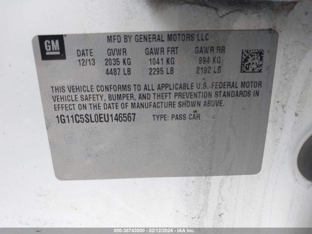 Chevrolet MALIBU 1LT 2014 1G11C5SL0EU146567 Image 9
