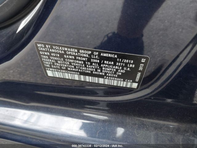 1VWBS7A38EC049020 Volkswagen Passat 1.8t Se